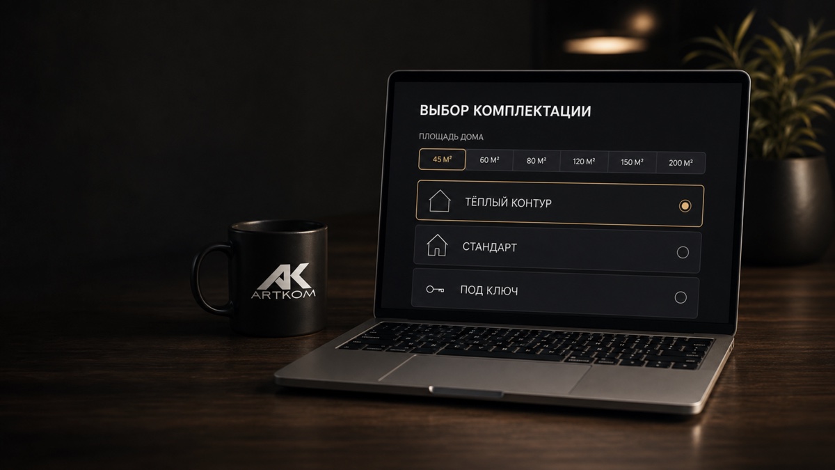 Интерфейс выбора комплектации дома в калькуляторе ArtKom